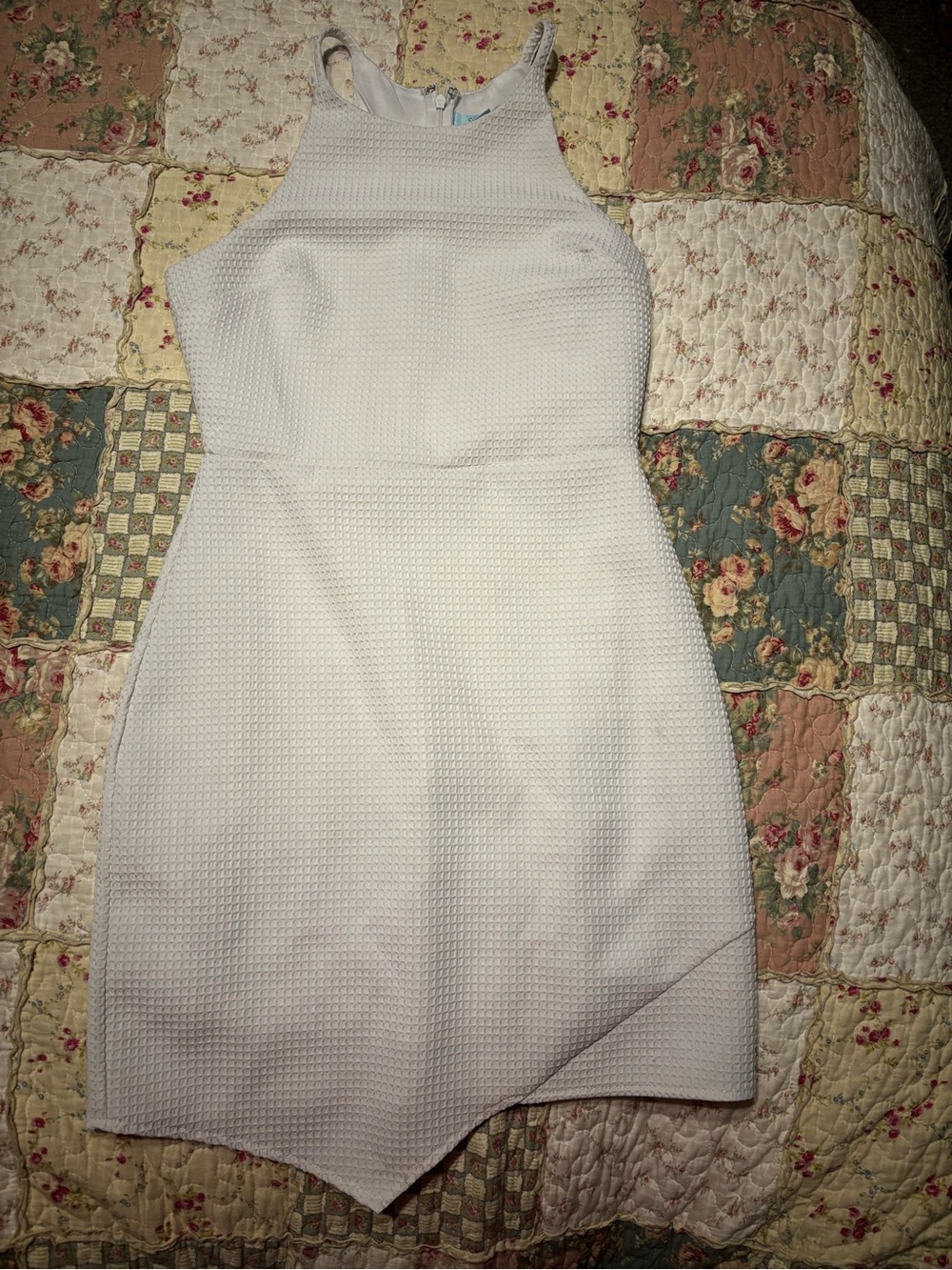 She + Sky White Halter Textured Mini Dress Small